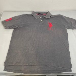 U.S. Polo Assn big logo polo shirt  gray red #3 men’s XL